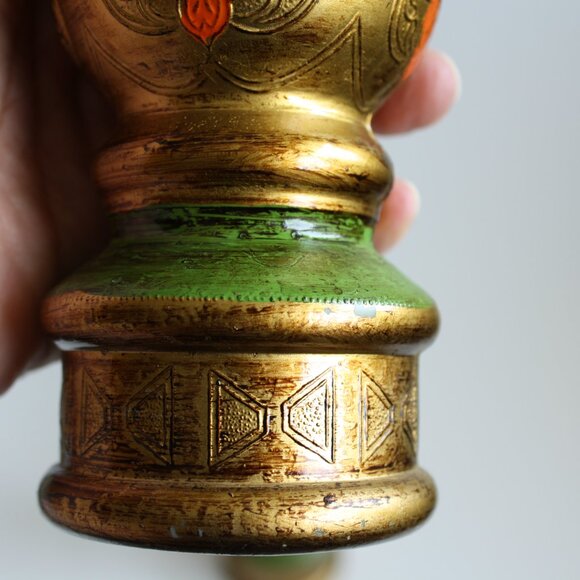 Vintage Italian Florentine Lacquered Green Gold Pepper Mill and Salt shaker SET - Picture 4 of 9